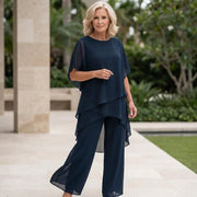 Draped Palazzo Pants Set with Sheer Sleeves Design