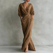 Women's Wedding Guest Draped V-Neck Wrap Dress Occasion Wear