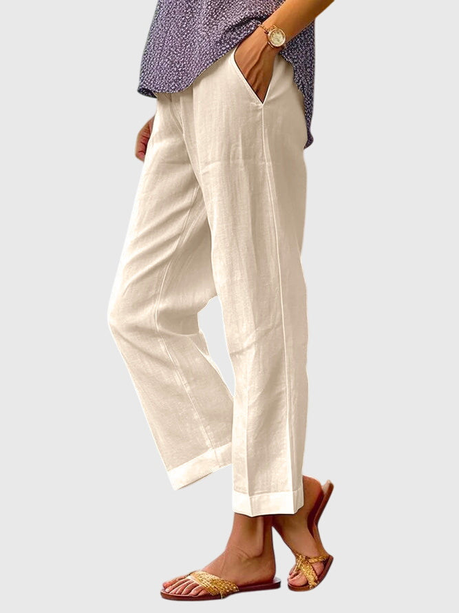 Linen Straight-Leg Pants