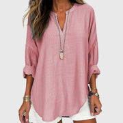 Relaxed Long Sleeve V-Neck Shirt Breathable Beach