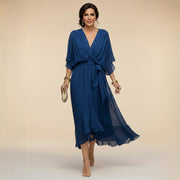 Elegant Chiffon V-Neck Dress Bridal Guest Breathable
