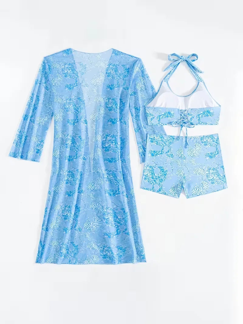 Cover-up met halternek en shorts
