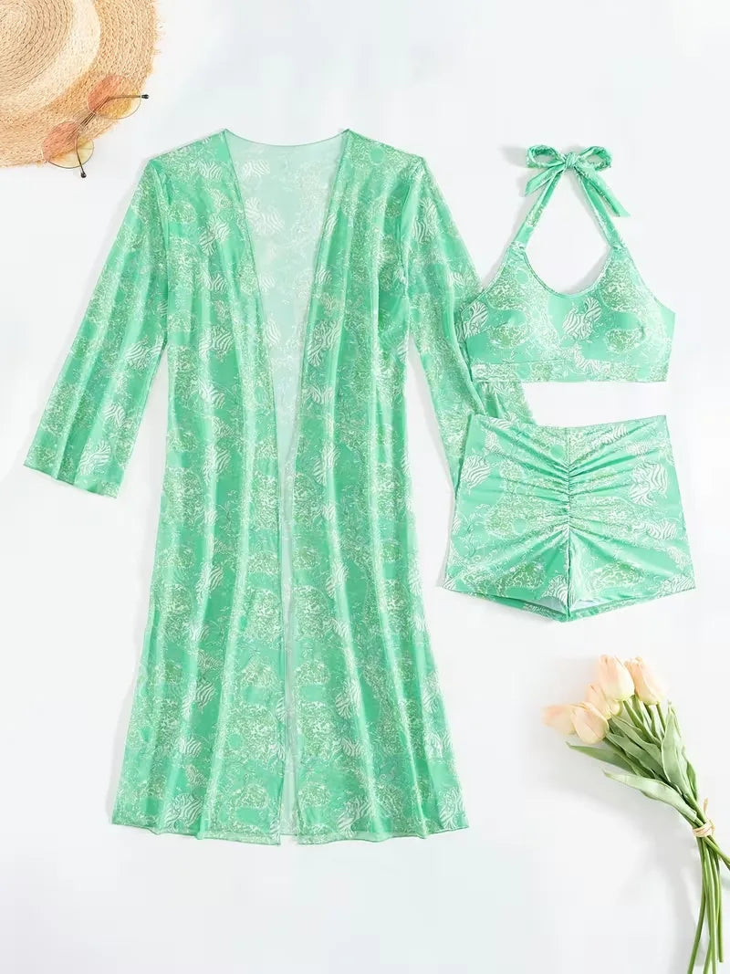 Cover-up met halternek en shorts
