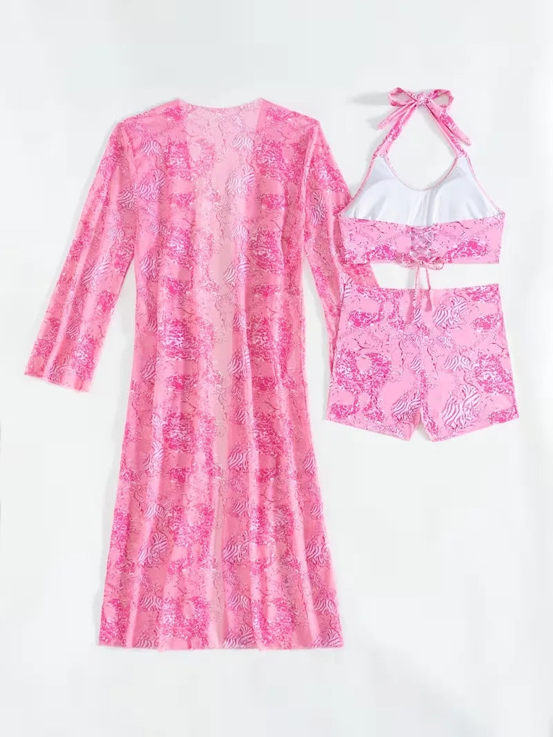 Cover-up met halternek en shorts