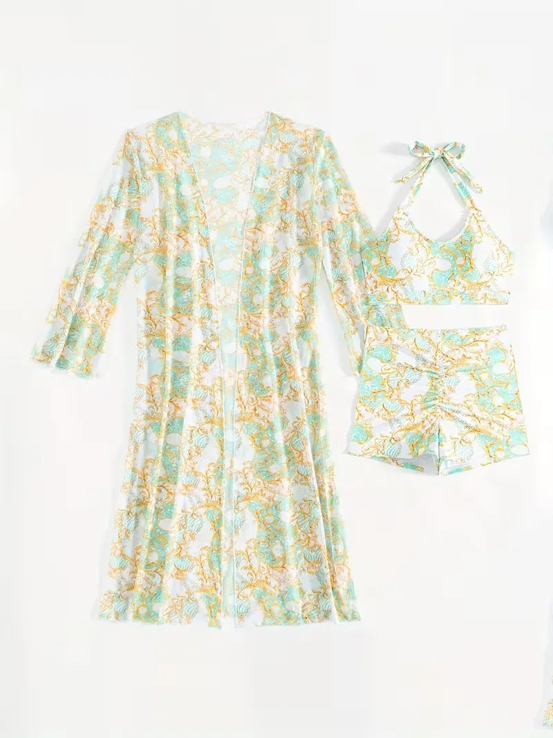 Cover-up met halternek en shorts