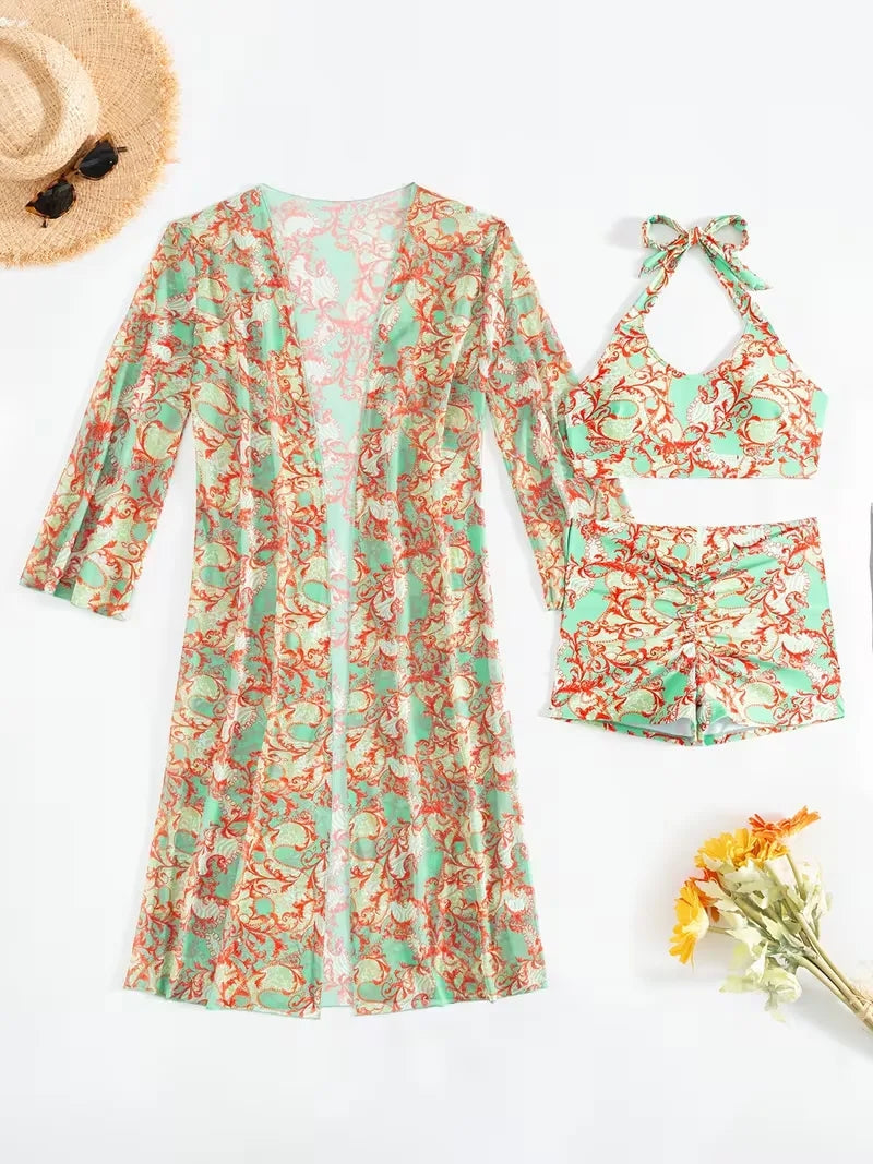 Cover-up met halternek en shorts