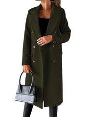 Elegant Polyester Trench Coat with Lapel Collar for Women’s Style