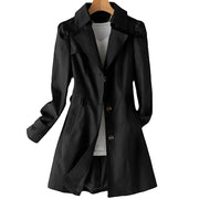 Fitted Button-Front Trench Coat Tailored Fit Casual Formal Wear