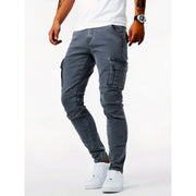 Fitted Stretch Cargo Pants for Men with Durable Denim and Pockets