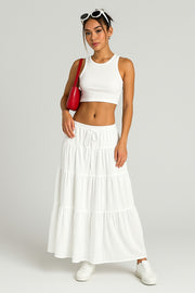 Flared Ruffled Maxi Skirt