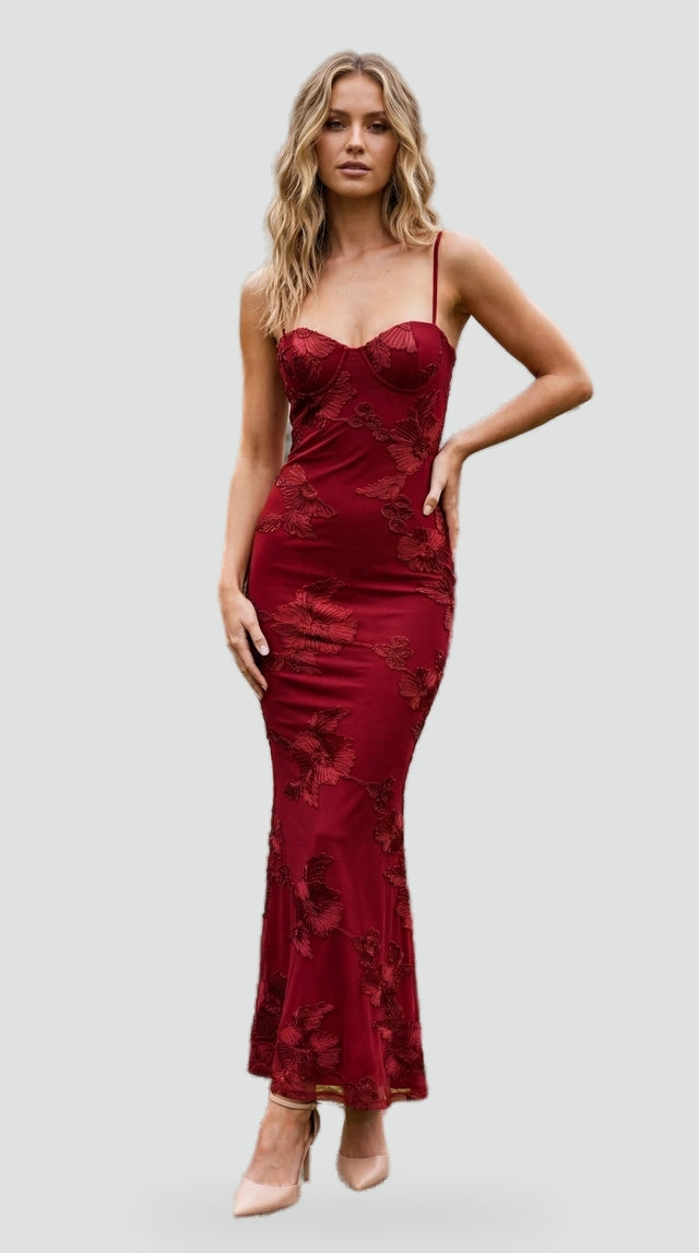 Bodycon Floral Maxi with Spaghetti Straps
