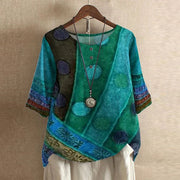 Floral Button-Front Blouse Pattern Casual Wear Breathable