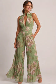 Floral Chiffon V-Neck Jumpsuit