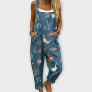 Floral Print Loose Jumpsuit Casual Wear Adjustable
