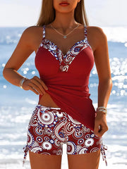 Floral V-Neck Bikini Set