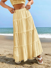 Flowy A-Line Cotton Skirt Eyelet Embroidery Summer Wear