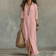 Women's Wedding Guest Flowy Cotton Maxi Shirt Dress Style Casual Wear