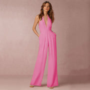 Flowy Halter Jumpsuit with Wide Legs