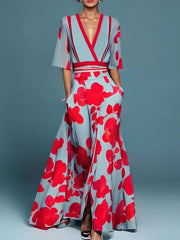 Flowy V-Neck Floral Maxi Dress