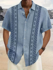 Geometric Button-Up Shirt Style Casual Wear Breathable