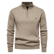 Half-Zip Ribbed Knit Pullover for a Stylish and Comfortable Look