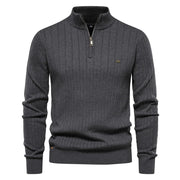 Half-Zip Ribbed Knit Pullover for a Stylish and Comfortable Look