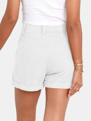 High-Waisted Corduroy Shorts with Pockets Professional Wear