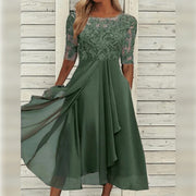 Women's Cocktail Lace Overlay Midi Dress Sundress