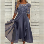 Women's Cocktail Lace Overlay Midi Dress Sundress