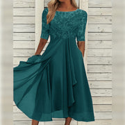 Women's Cocktail Lace Overlay Midi Dress Sundress