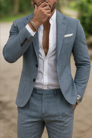 Linen Blazer Suit Set Tailored Fit 2 Piece Formal