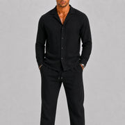 Linen Cuban Collar Shirt Set