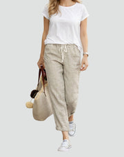 Linen Drawstring Pants Casual Summer Wear na lato