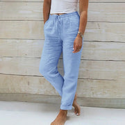 Oversized Linen Drawstring Pants with Matte Finish Relaxed Fit Casual Wear Adjustable Breathable Lightweight Summer