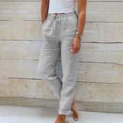 Oversized Linen Drawstring Pants with Matte Finish Relaxed Fit Casual Wear Adjustable Breathable Lightweight Summer