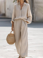 Linen Long Sleeve Two-Piece Set