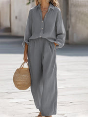 Linen Long Sleeve Two-Piece Set