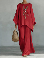 Linen Oversized Two-Piece Set Relaxed Fit Casual Wear Breathable