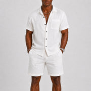 Linen Shirt and Shorts Set Style Casual Matching