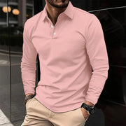 Long Sleeve Polo Shirt Casual Style Sleeved