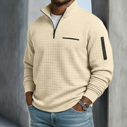 Long Sleeve Waffle Knit Pullover Casual Wear
