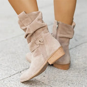 Low Heel Faux Suede Boots