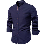 Men's Cotton Mandarin Collar Shirt for Comfortable Fabric Wear