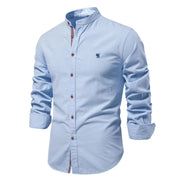 Men's Cotton Mandarin Collar Shirt for Comfortable Fabric Wear