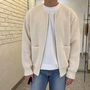 Men's Knitted Cardigan Sweater with Long Sleeves for Everyday Style