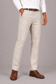 Men's Linen Elastic Waist Pants with Side Pockets for Casual Wear