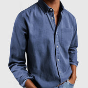 Men's Long Sleeve Cotton Shirt with Breathable Fabric for Comfort and Style