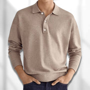 Men's Long Sleeve Knit Polo Shirt for All-Day Comfort