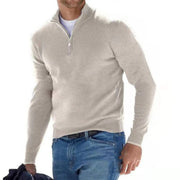 Men's Quarter-Zip Knit Sweater for a Stylish 80s Inspired Look