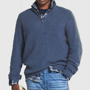 Men's Ribbed Quarter-Zip Sweater for Smart Casual Looks and Business